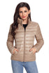 Sexy Khaki High Neck Quilted Cotton Jacket